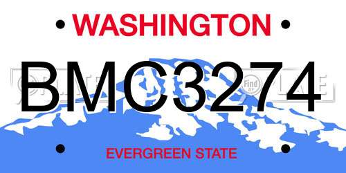 BMC3274 Washington License Plate