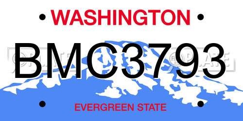 BMC3793 Washington License Plate