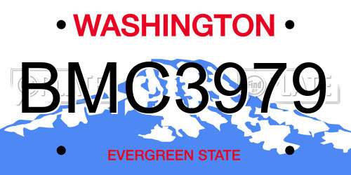 BMC3979 Washington License Plate