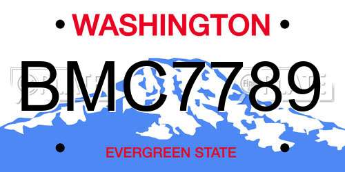 BMC7789 Washington License Plate