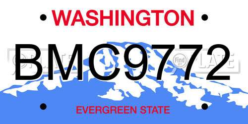 BMC9772 Washington License Plate