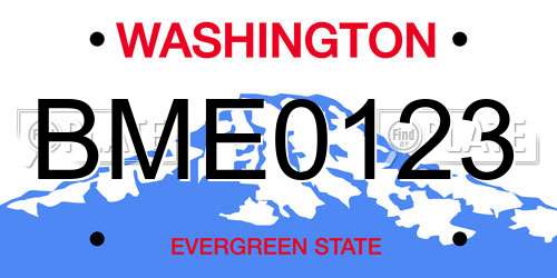 BME0123 Washington License Plate