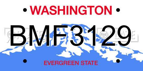 BMF3129 Washington License Plate