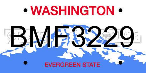 BMF3229 Washington License Plate