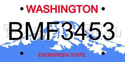 BMF3453 Washington License Plate
