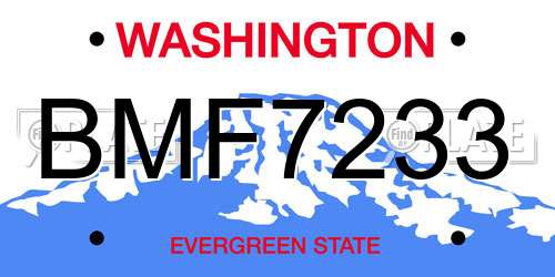 BMF7233 Washington License Plate