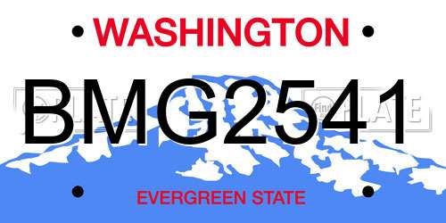 BMG2541 Washington License Plate