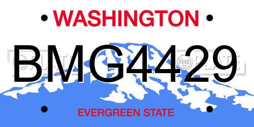 BMG4429 Washington License Plate