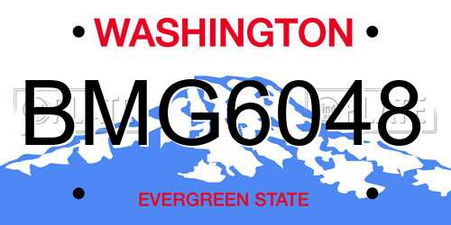 BMG6048 Washington License Plate