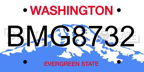 BMG8732 Washington License Plate