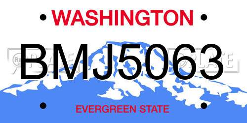 BMJ5063 Washington License Plate