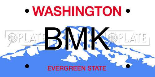 BMK Washington License Plate
