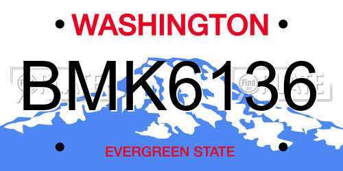 BMK6136 Washington License Plate