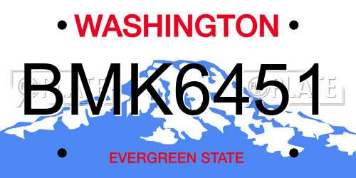 BMK6451 Washington License Plate