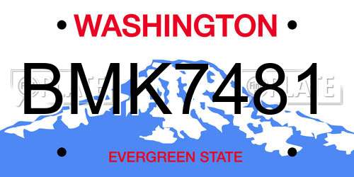 BMK7481 Washington License Plate