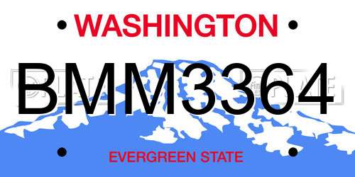 BMM3364 Washington License Plate