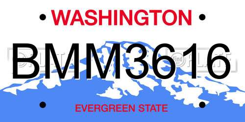 BMM3616 Washington License Plate