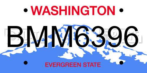 BMM6396 Washington License Plate