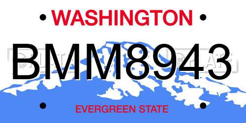 BMM8943 Washington License Plate