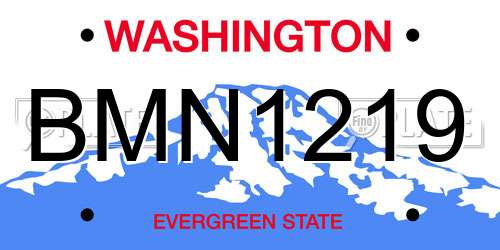 BMN1219 Washington License Plate