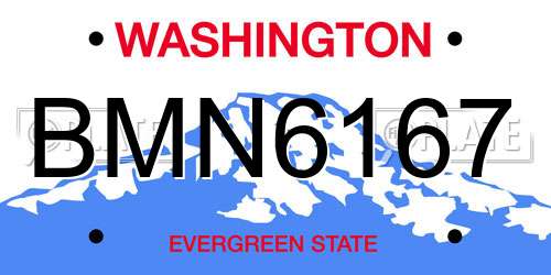 BMN6167 Washington License Plate