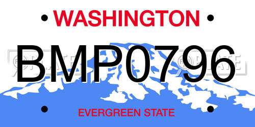 BMP0796 Washington License Plate