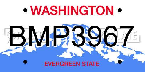 BMP3967 Washington License Plate