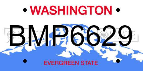 BMP6629 Washington License Plate
