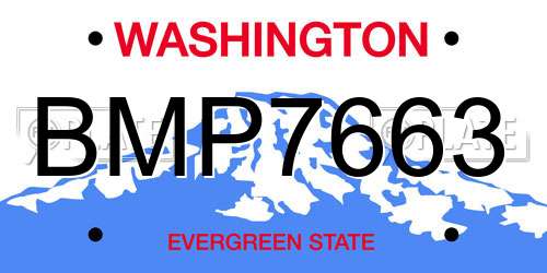BMP7663 Washington License Plate
