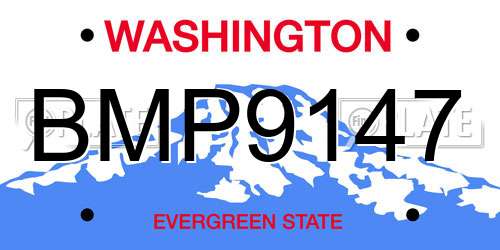 BMP9147 Washington License Plate