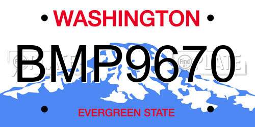 BMP9670 Washington License Plate