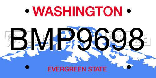 BMP9698 Washington License Plate