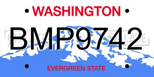 BMP9742 Washington License Plate