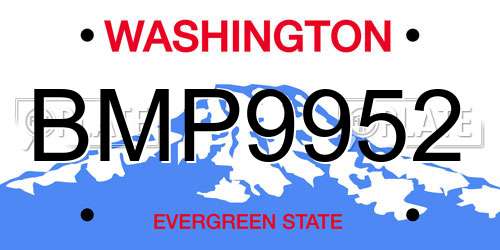 BMP9952 Washington License Plate