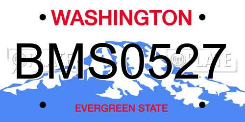 BMS0527 Washington License Plate