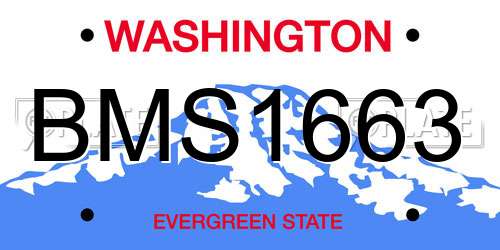 BMS1663 Washington License Plate