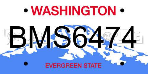BMS6474 Washington License Plate