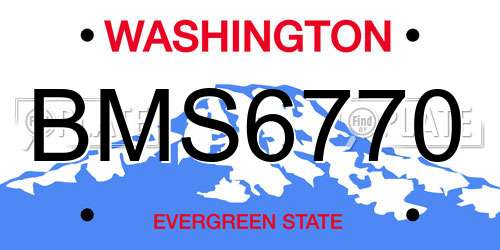 BMS6770 Washington License Plate