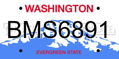 BMS6891 Washington License Plate