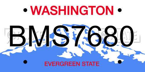 BMS7680 Washington License Plate