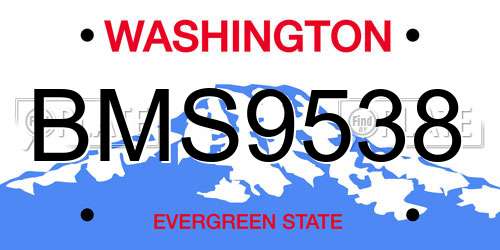 BMS9538 Washington License Plate