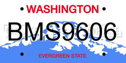 BMS9606 Washington License Plate