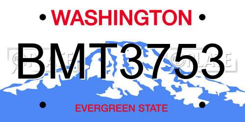 BMT3753 Washington License Plate