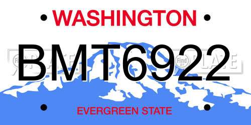 BMT6922 Washington License Plate
