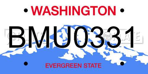 BMU0331 Washington License Plate