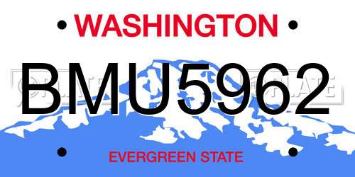 BMU5962 Washington License Plate