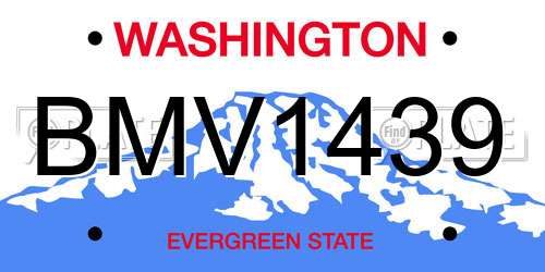 BMV1439 Washington License Plate