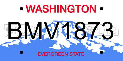 BMV1873 Washington License Plate