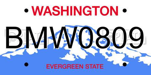 BMW0809 Washington License Plate