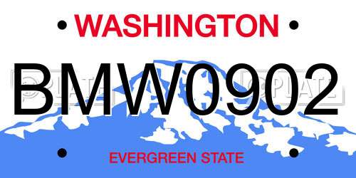 BMW0902 Washington License Plate